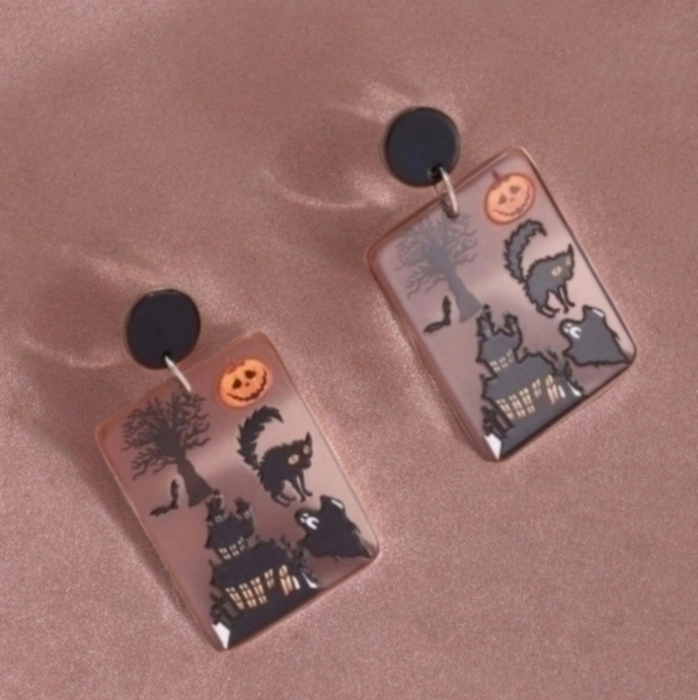 MODCLOTH EEK HALLOWEEN ACRYLIC EARRINGS
